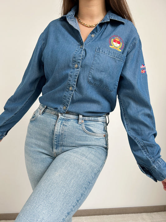 90s Embroidered Denim Shirt Size 38