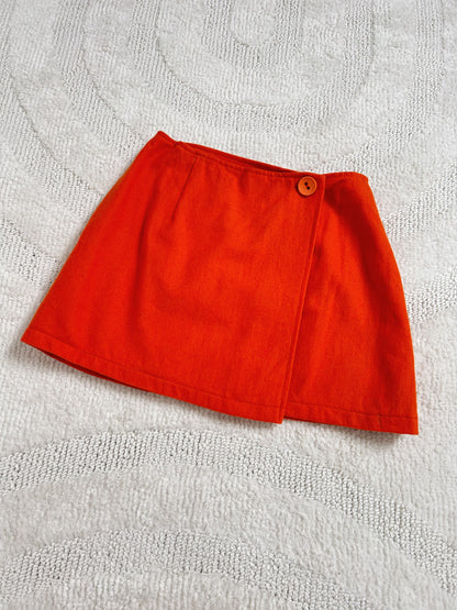 Orange wool mini skirt 70s Size 32/34