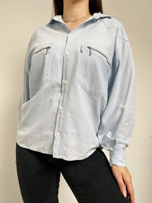 Chemise en jean bleu clair 90s Taille 36 à 40