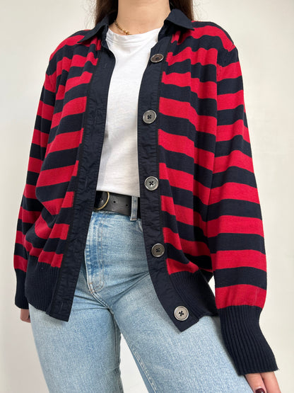 Gilet rayé rouge et bleu marine 90s Taille 42