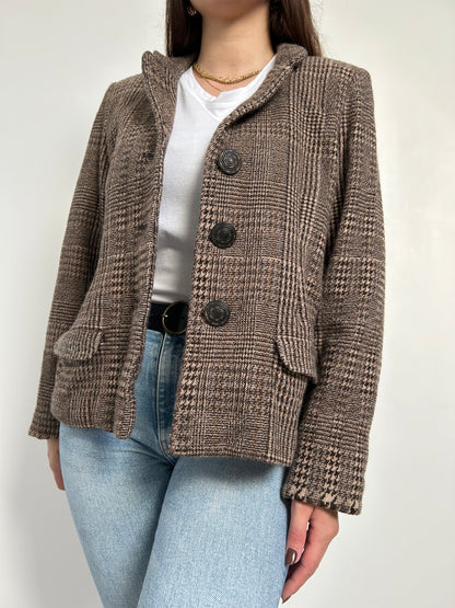 Blazer en tweed marron vintage Taille 38