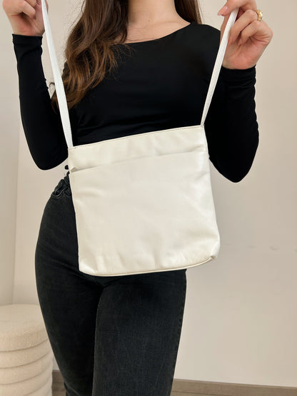 Sac bandoulière en cuir blanc 80s