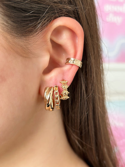 Gold plated flower hoop earrings