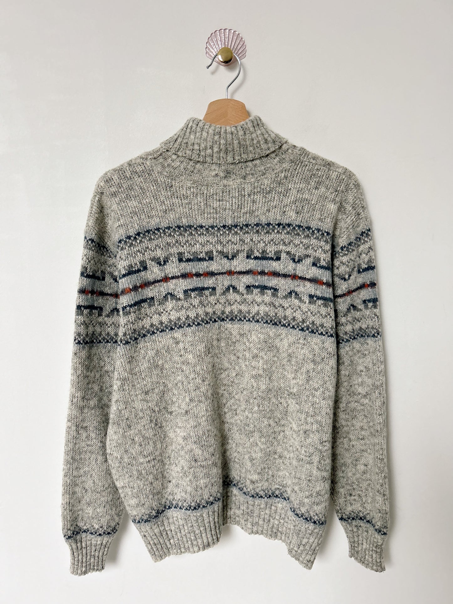 Pull à motifs islandais col roulé vintage Taille 42