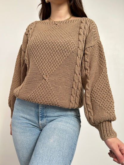 Pull en maille marron 90s Taille 36 à 40