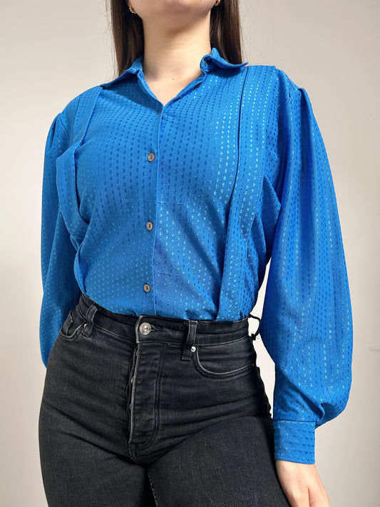 Blue shirt with vintage metallic pattern Size 36/38