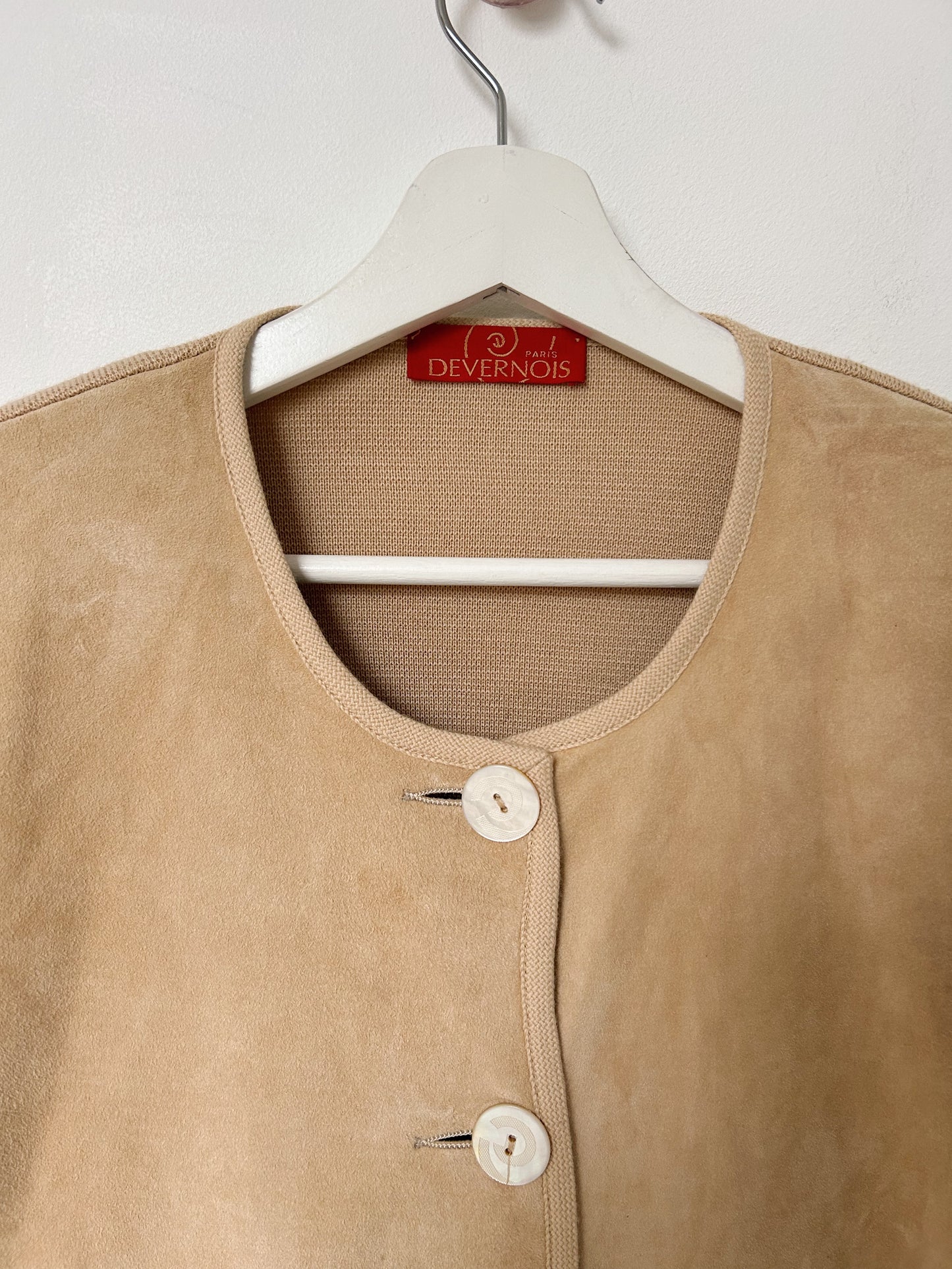 Veste beige en daim bi matière 70s Taille 40