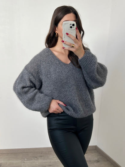 Pull mohair gris