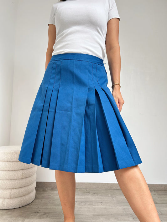 Jupe bleue plissée 70s Taille 40