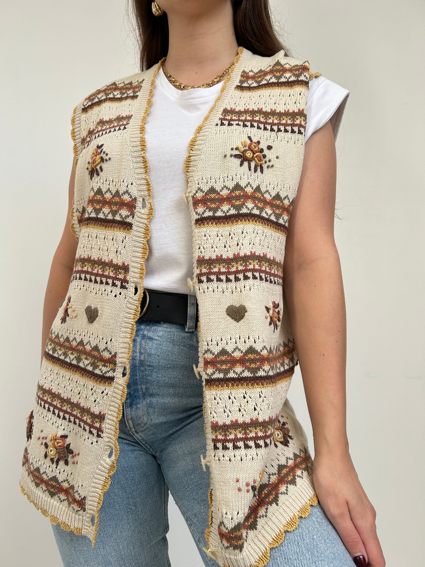 Gilet beige à motifs 90s Taille 38