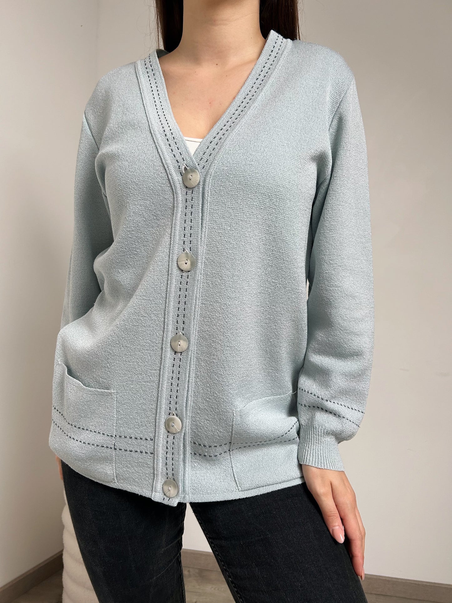 Cardigan bleu ciel 80s Taille 38