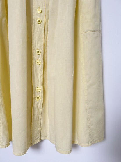 Jupe boutonnée jaune pastel 80s Taille 34