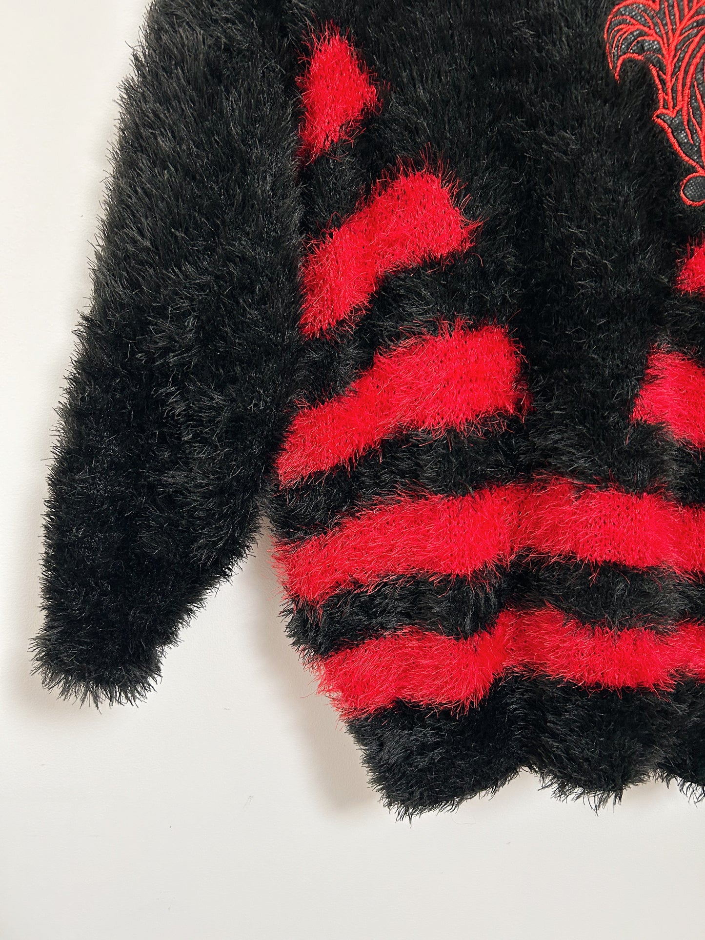 80s Red and Black Striped Hair Sweater Size 38