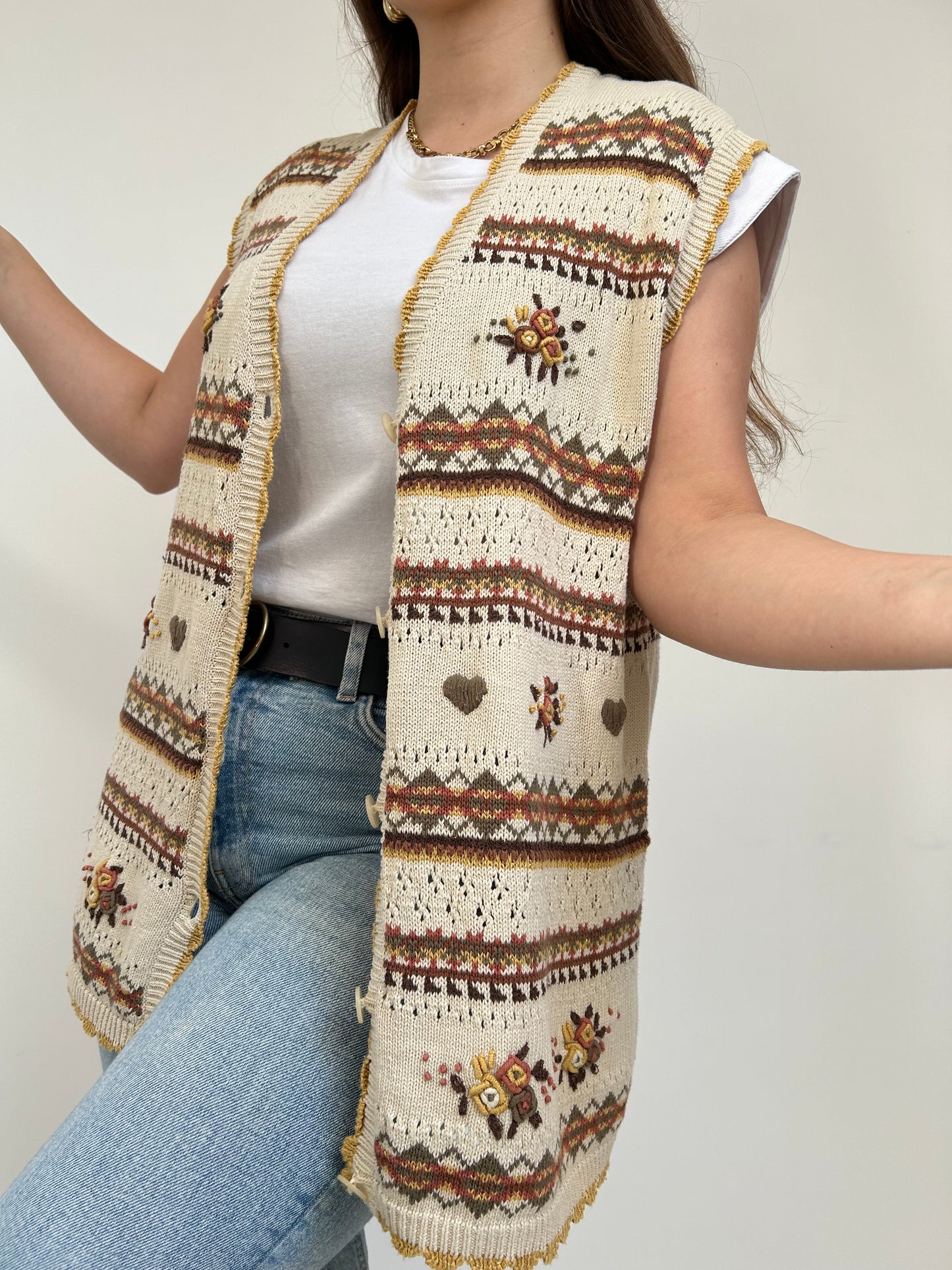 Gilet beige à motifs 90s Taille 38