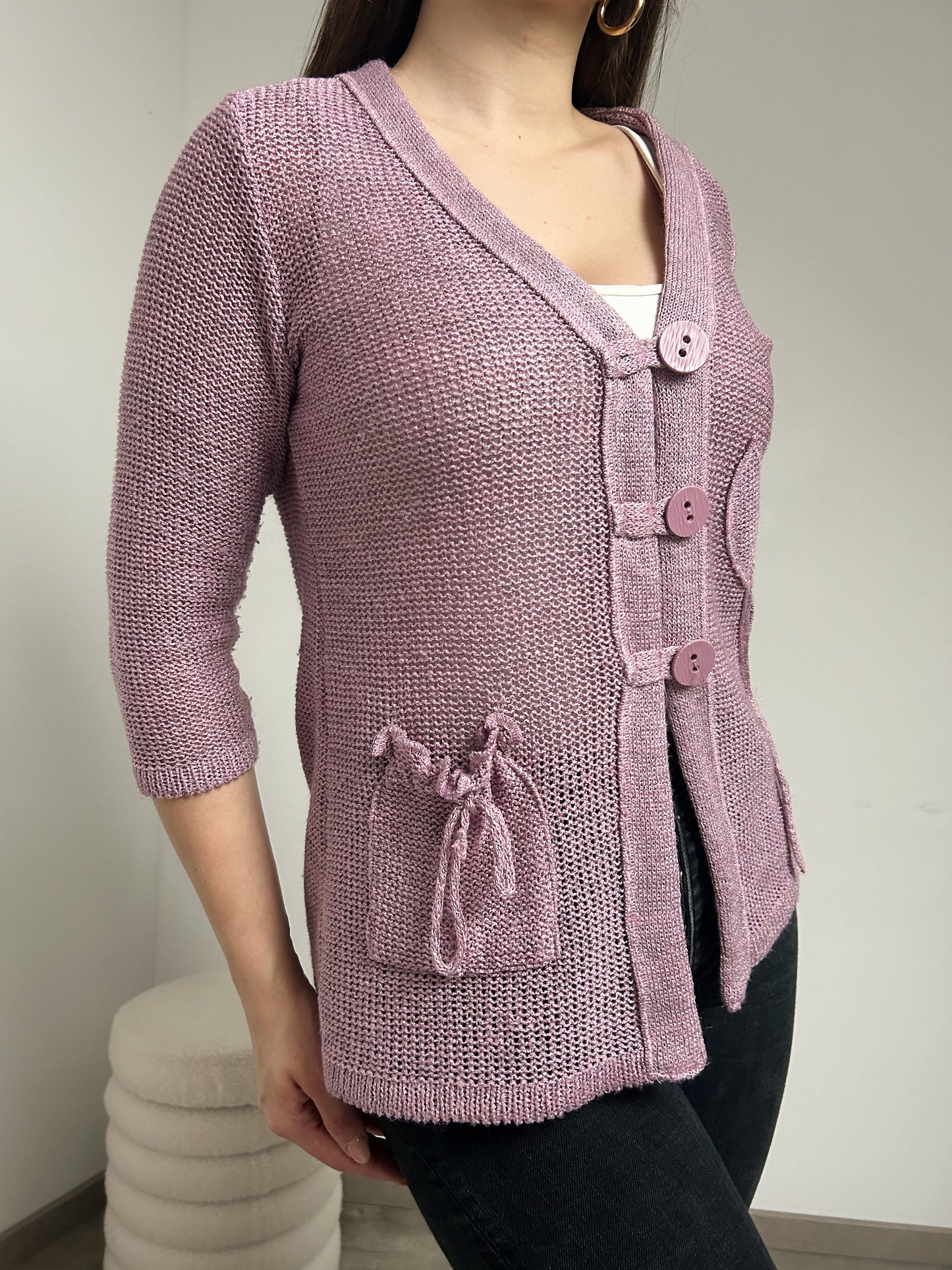 Cardigan en crochet mauve 90s Taille 38