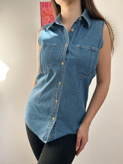 Chemise en jean sans manches 90s Taille 38/40