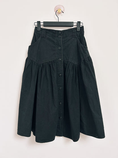 Jupe boutonnée en jean noir 90s Taille 34