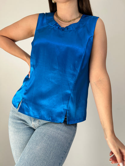 Blouse bleu roi satiné 90s Taille 36/38