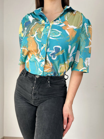 Chemise manches bouffantes à imprimé 90s Taille 40