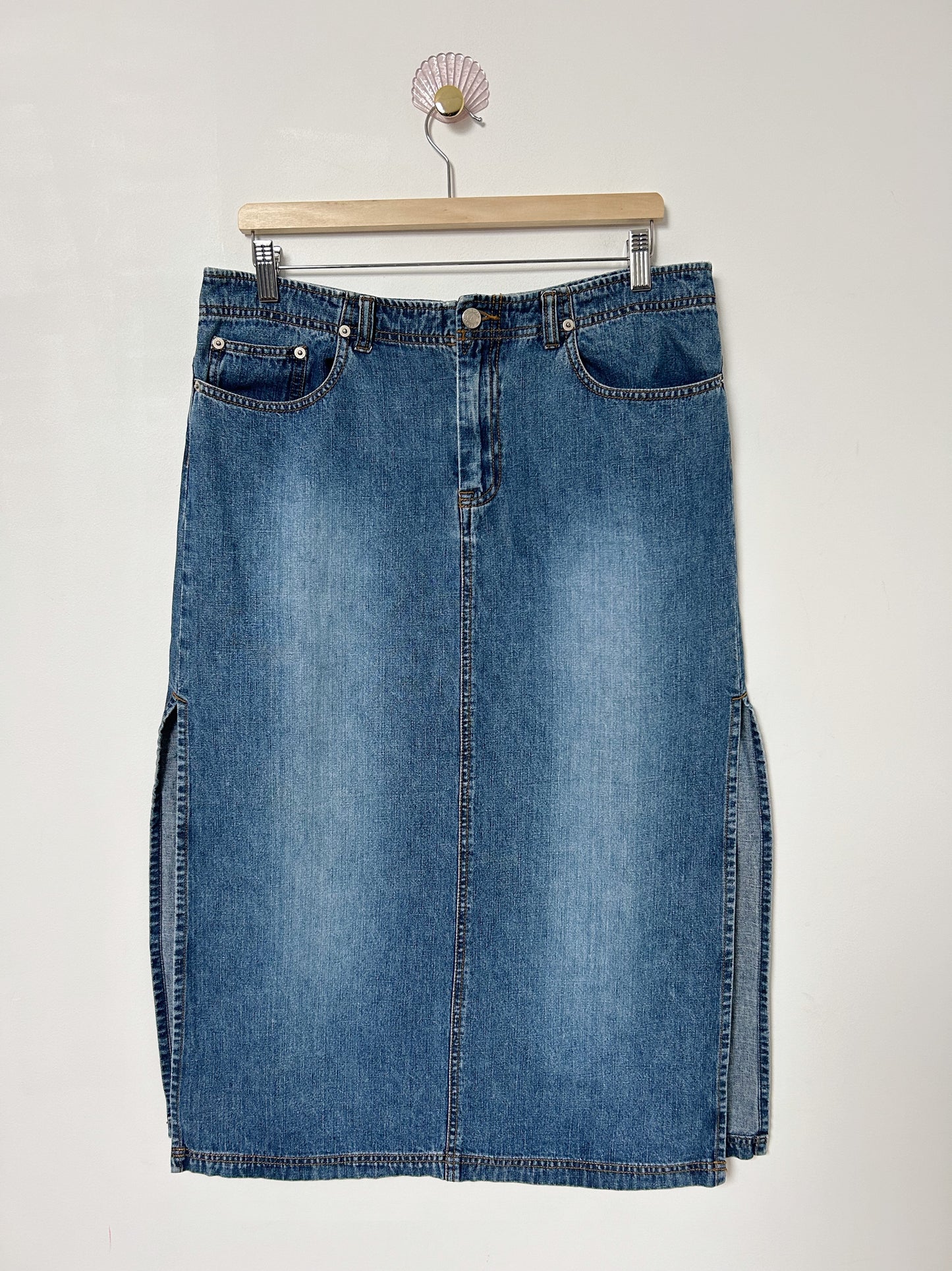 Longue jupe en jean avec fentes sur les côtés 90s Taille 42/44