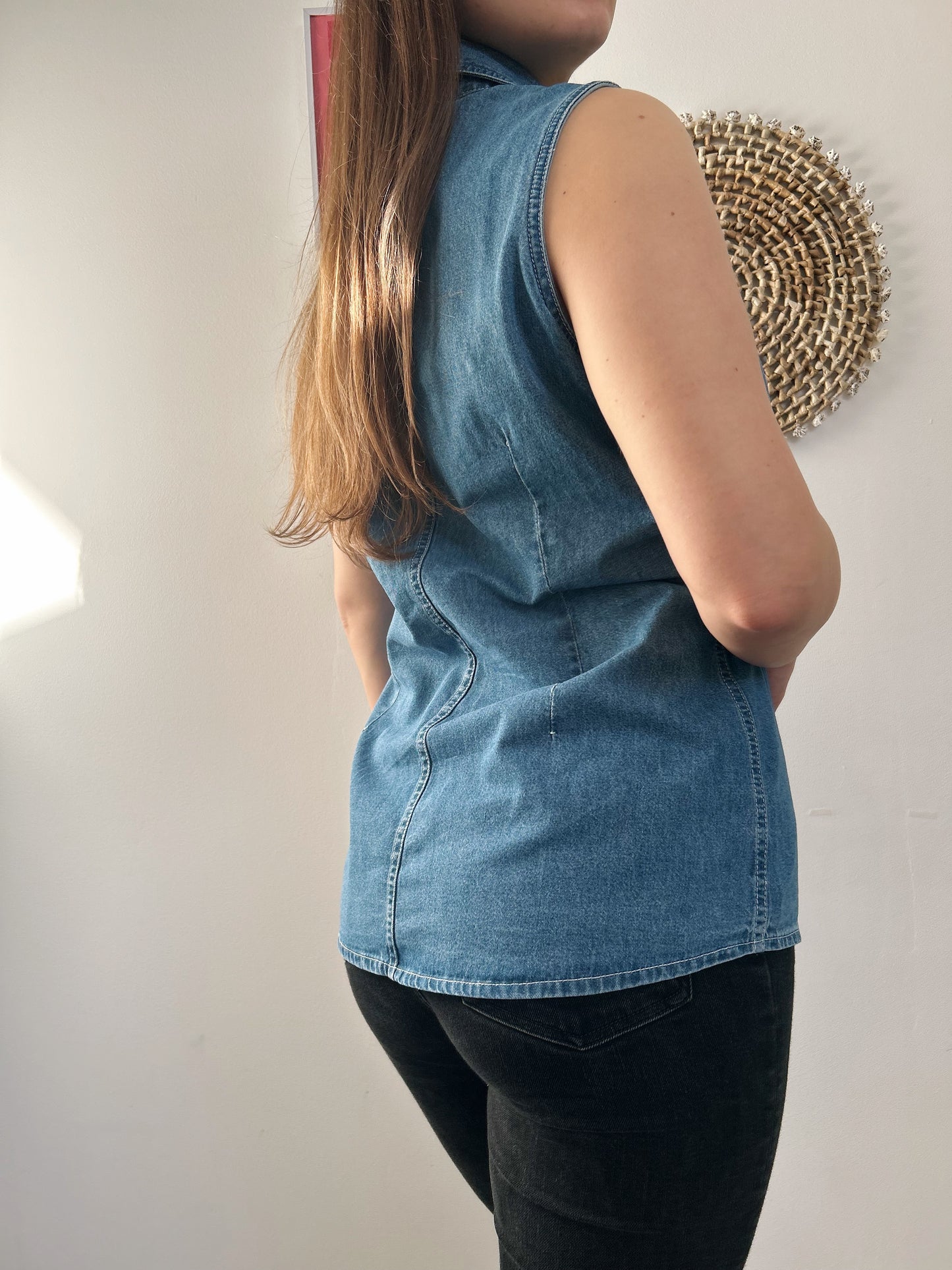 Chemise en jean sans manches 90s Taille 38/40