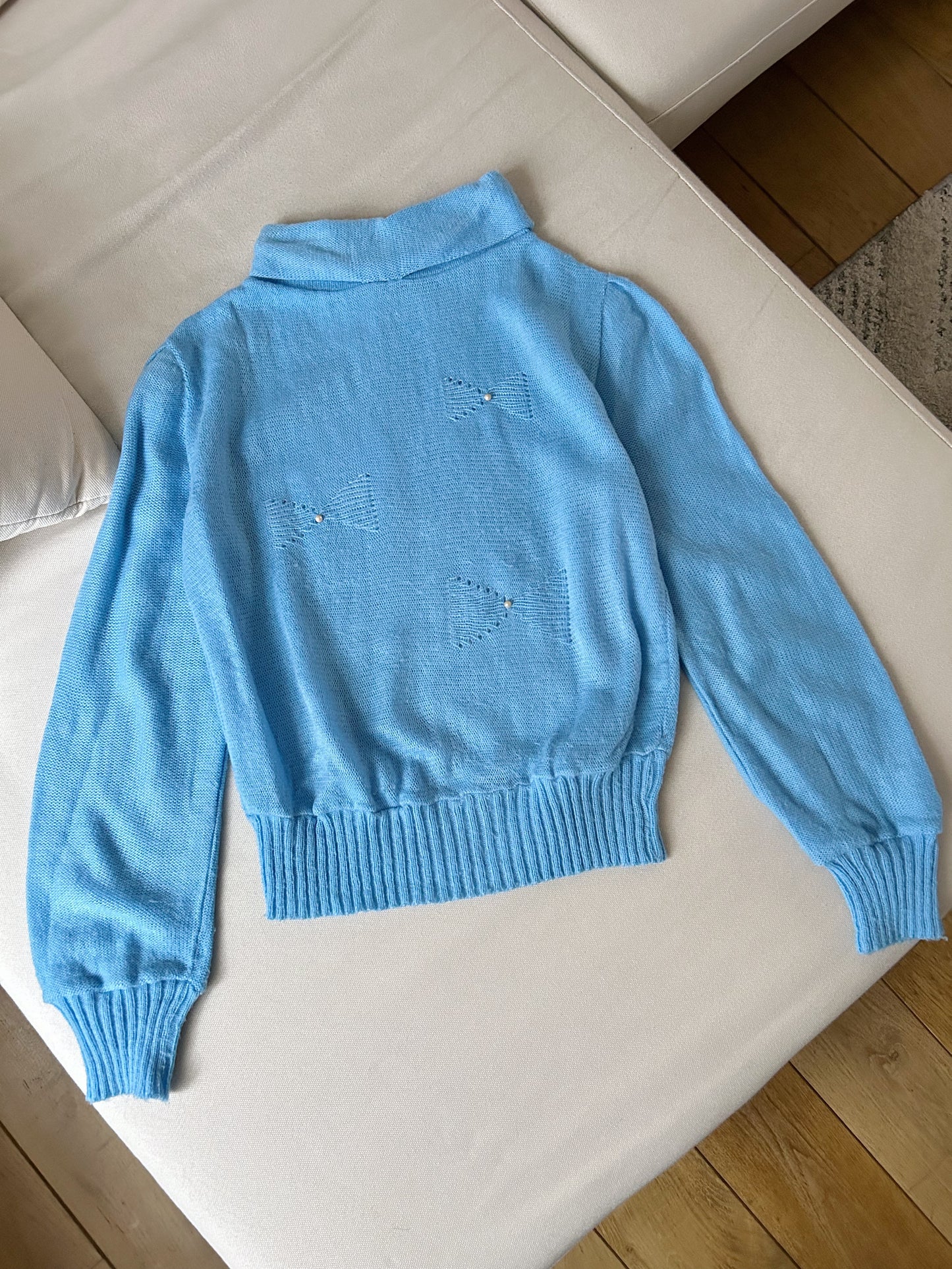 Pull col montant bleu 80s Taille 36/38