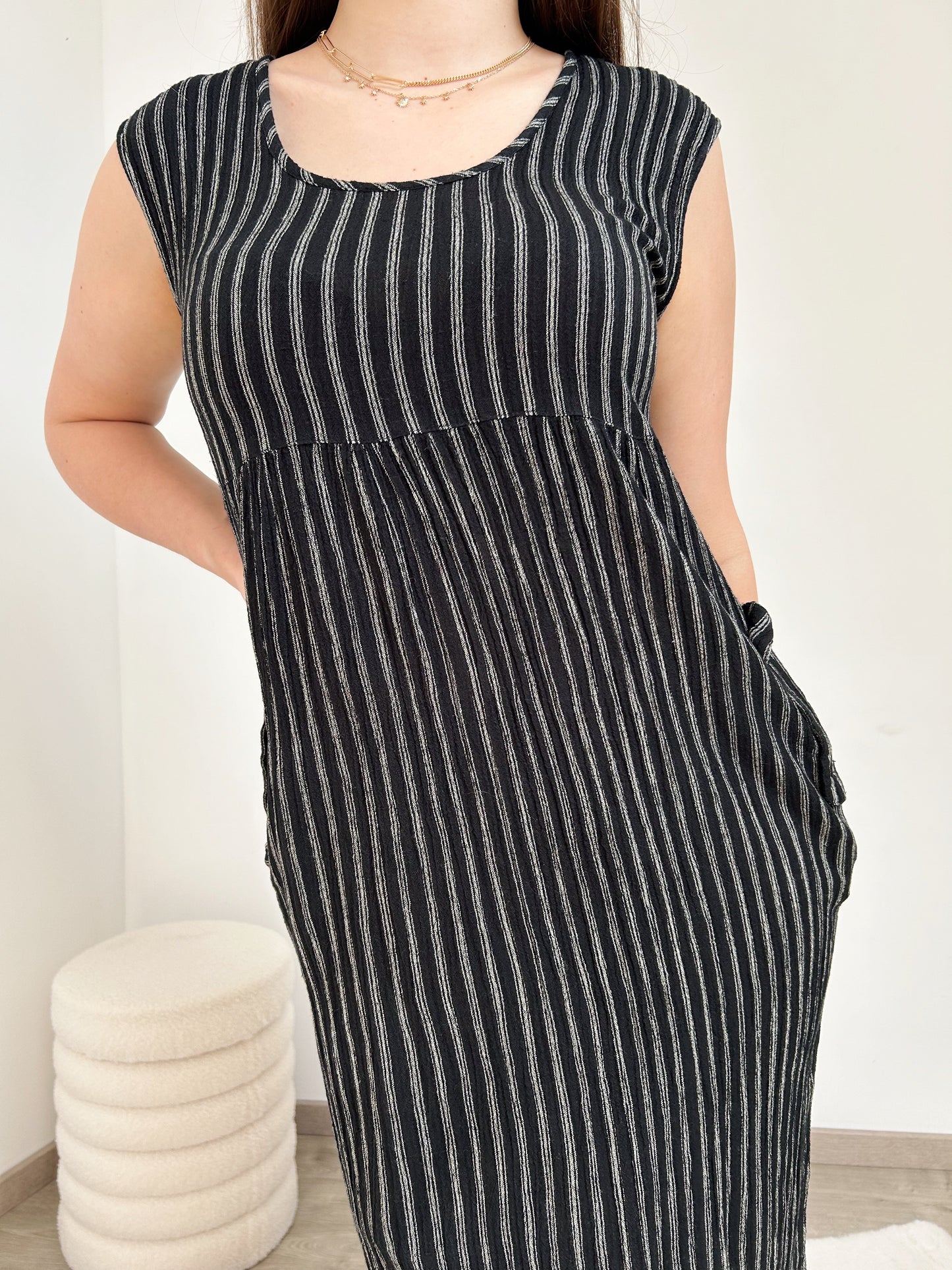 90s black and white striped dress Size 36