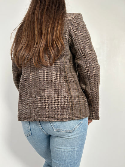 Blazer en tweed marron vintage Taille 38