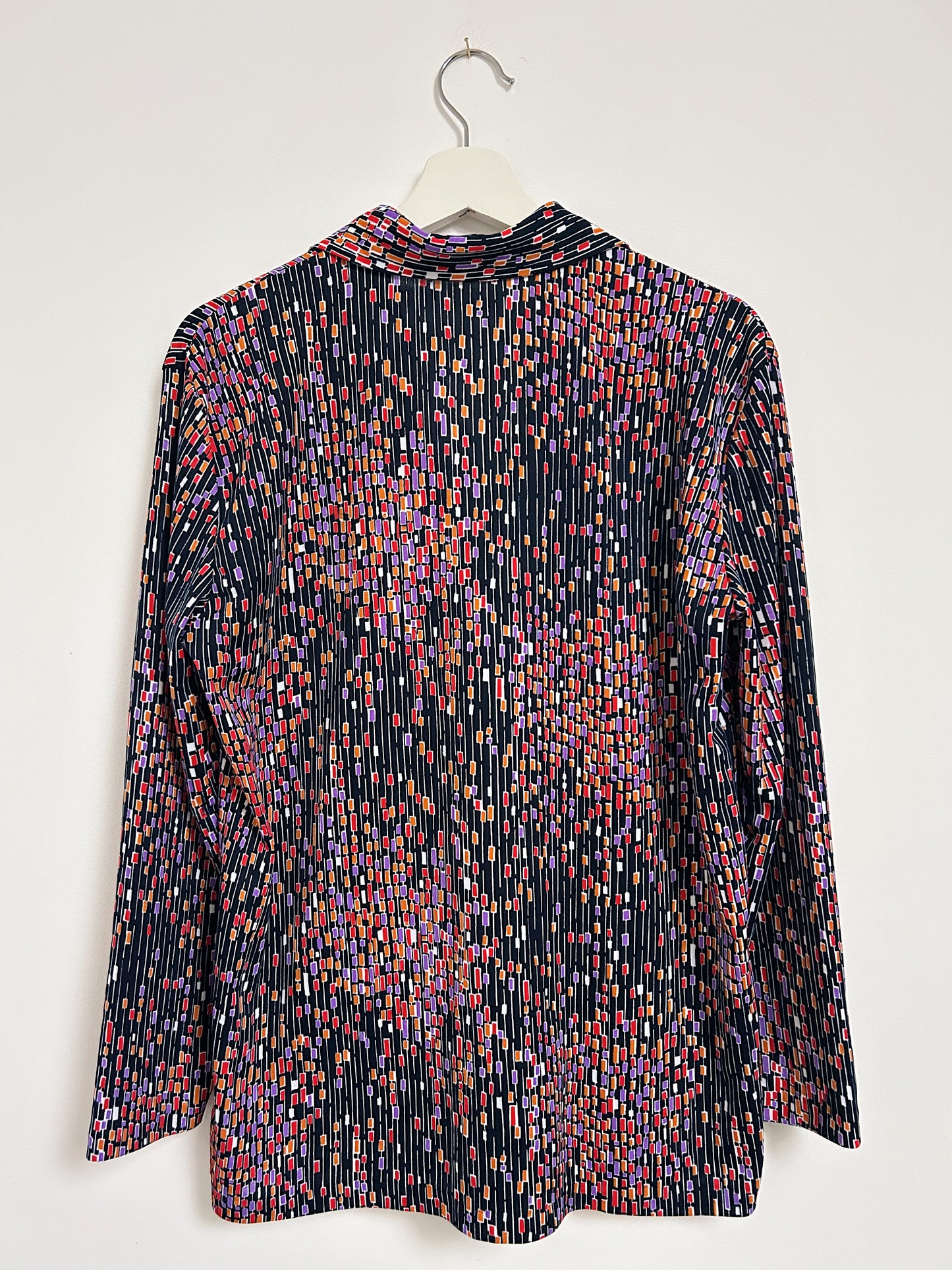 70s Purple and Orange Print Blouse Size 40