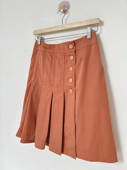 70s Coral Asymmetrical Button Skirt Size 34