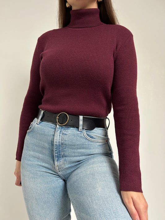 Pull col roulé bordeaux 90s Taille 36/38