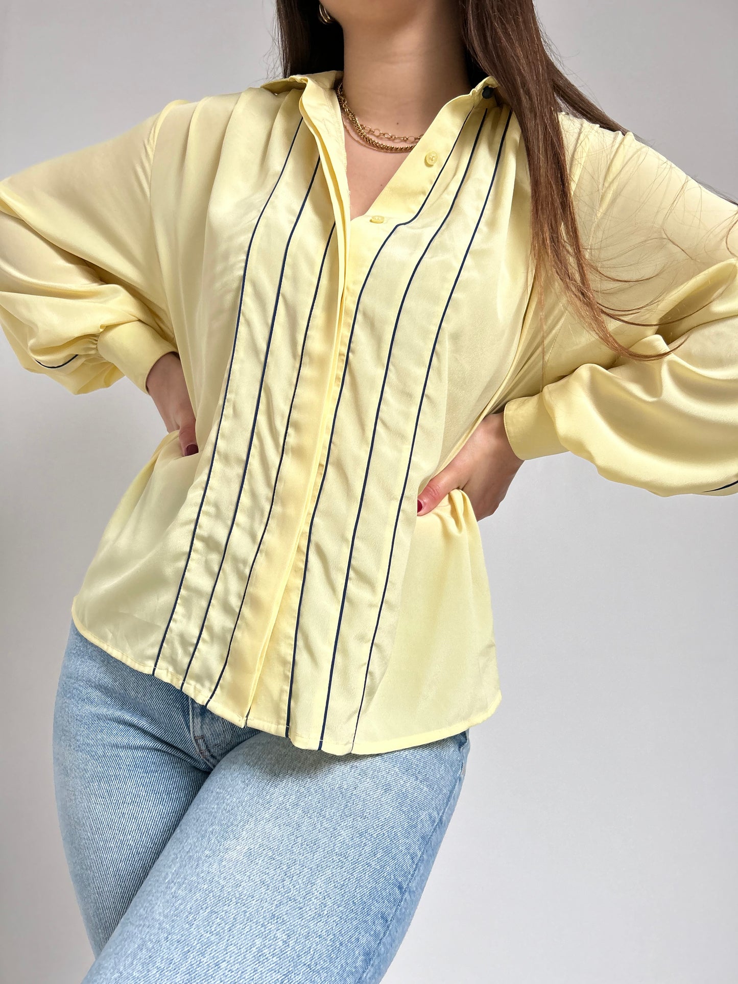 Chemise jaune à plis 90s Taille 40/42