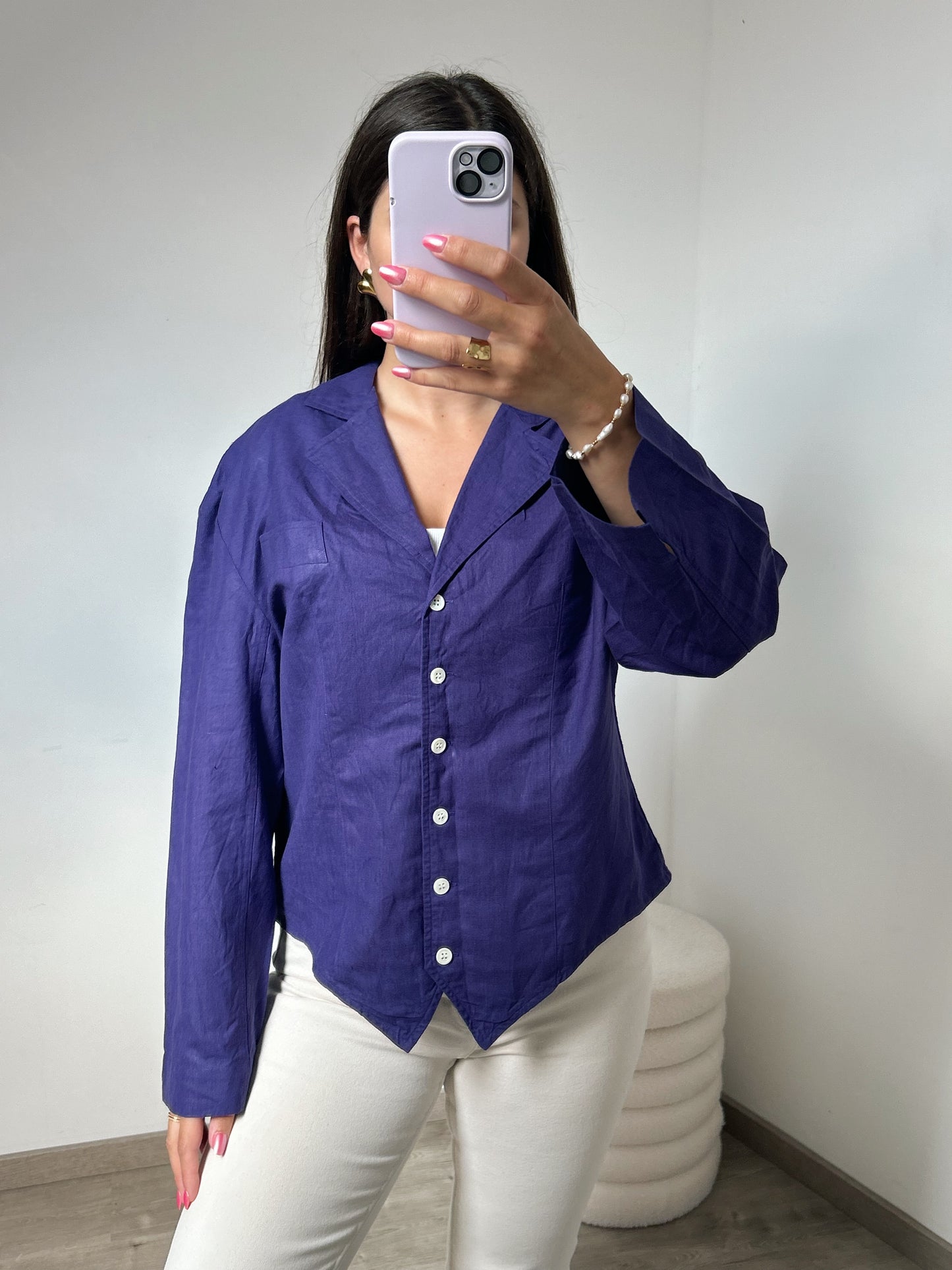 Chemise en lin violet 90s Taille 40