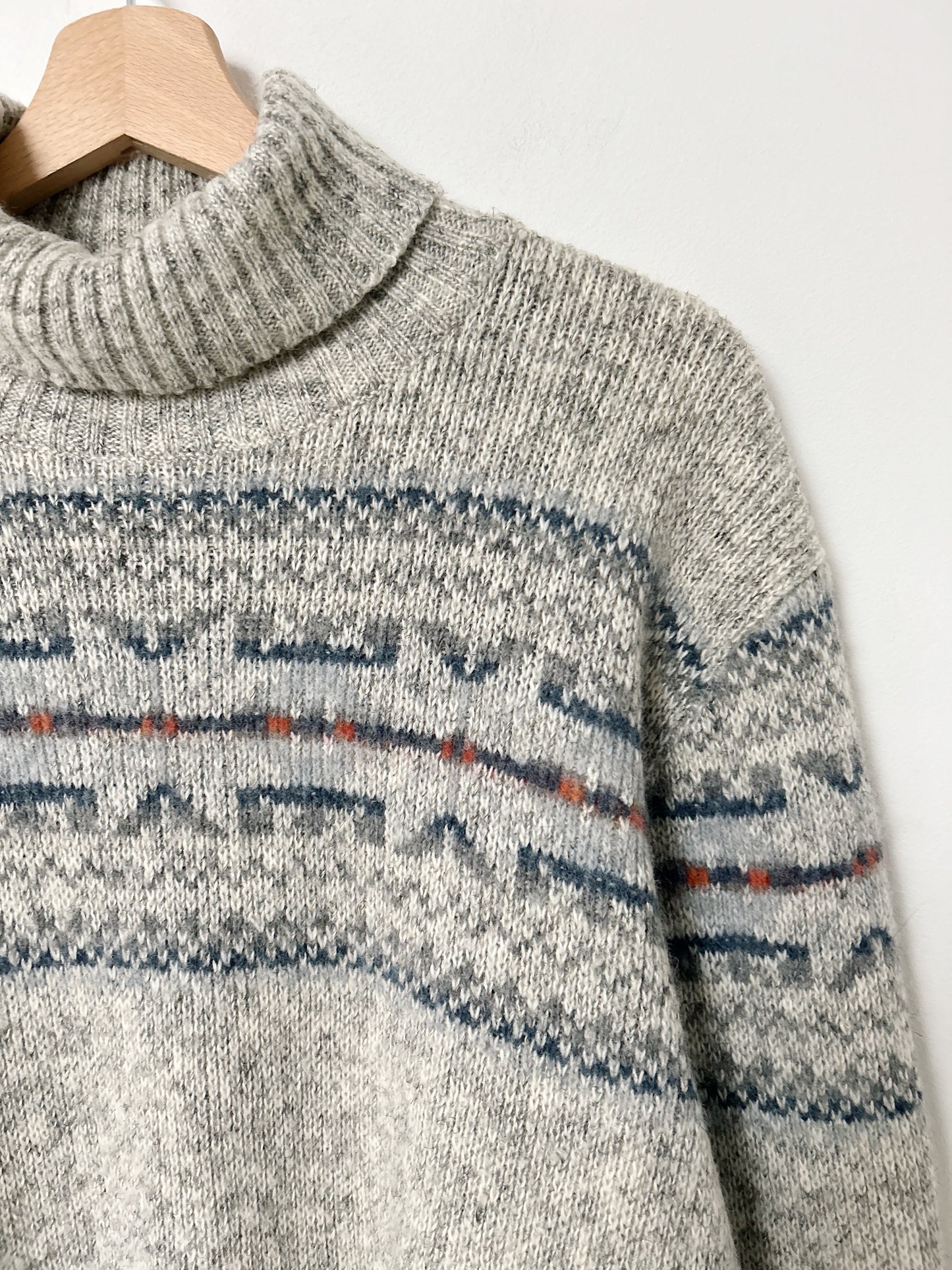 Pull à motifs islandais col roulé vintage Taille 42