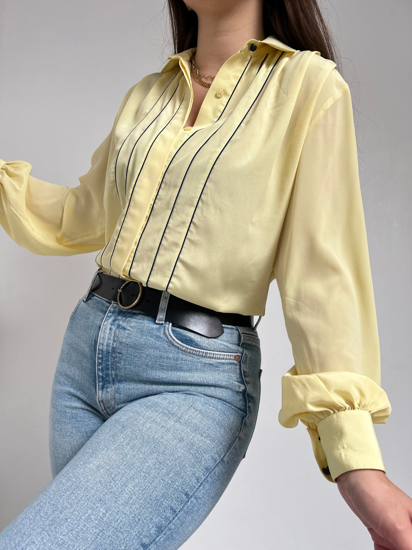 Chemise jaune à plis 90s Taille 40/42