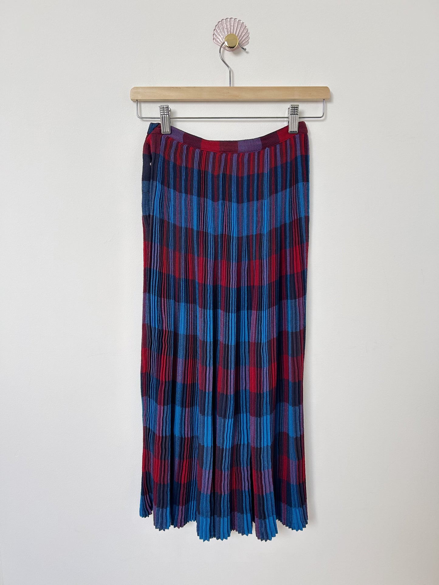 Long pleated plaid skirt 80s Size 34