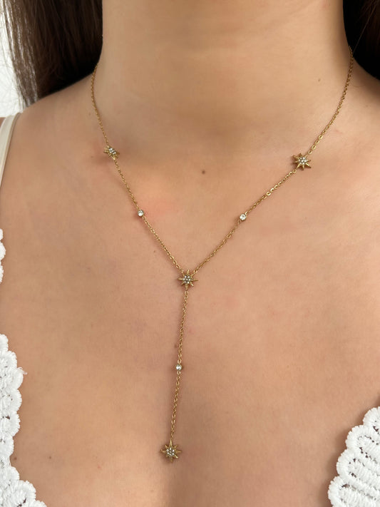 Collier long étoile du Nord Doré | Acier inoxydable