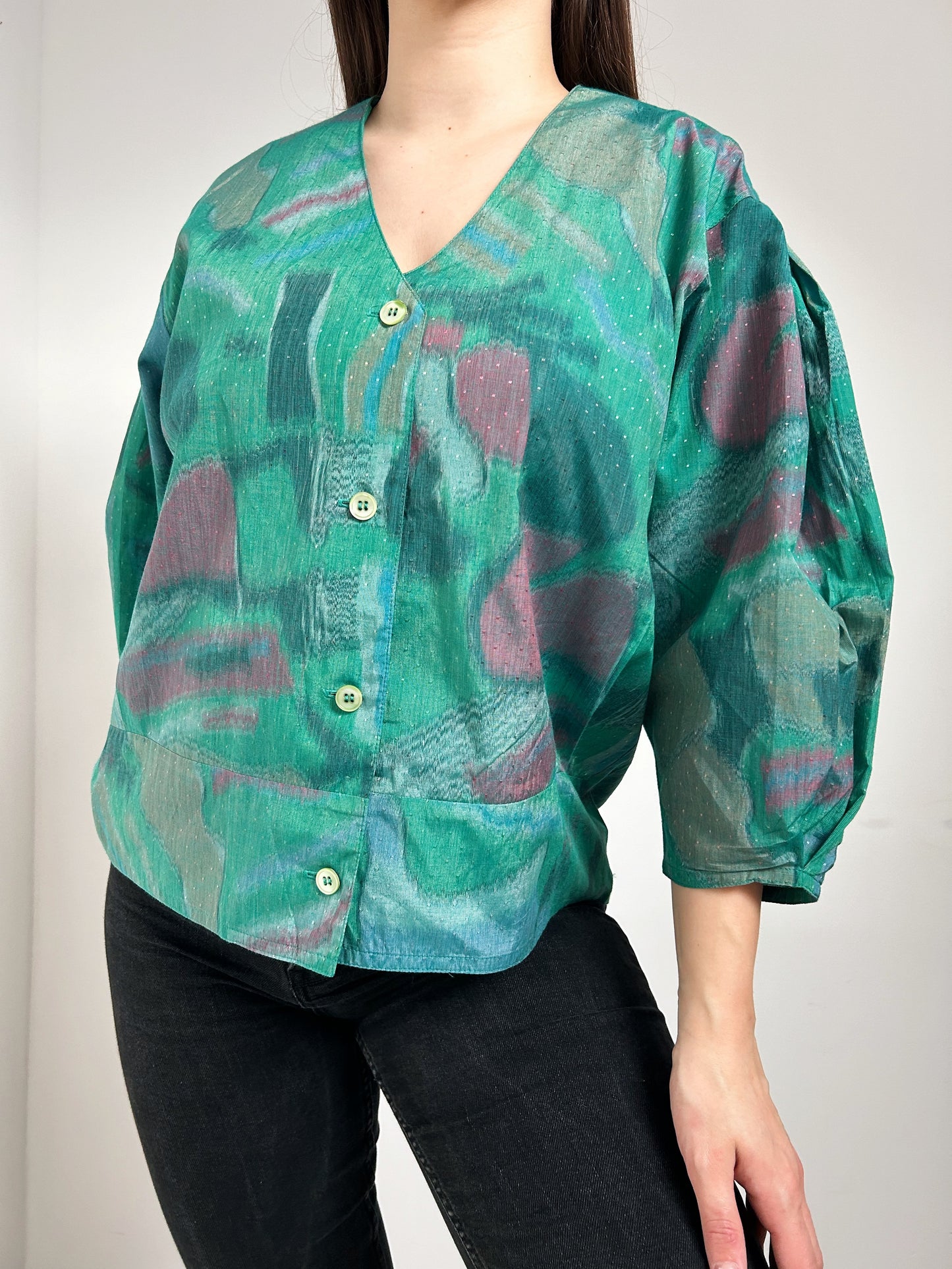 90s Metallic Oversized Shirt Size 42