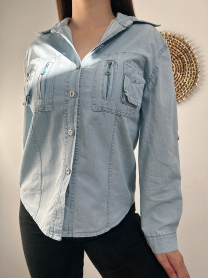 Chemise en jean clair avec poches 80s Taille 38/40