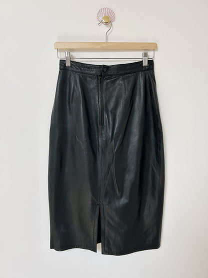 Jupe en cuir noir 90s Taille 34