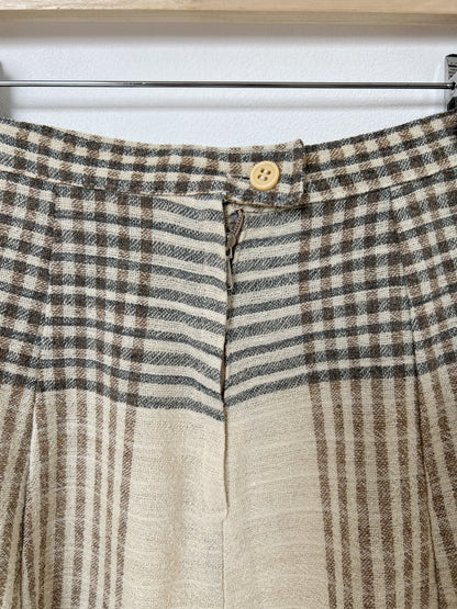 70s beige plaid skirt Size 34