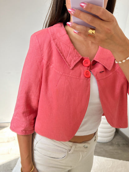 90s coral linen bolero Size 38