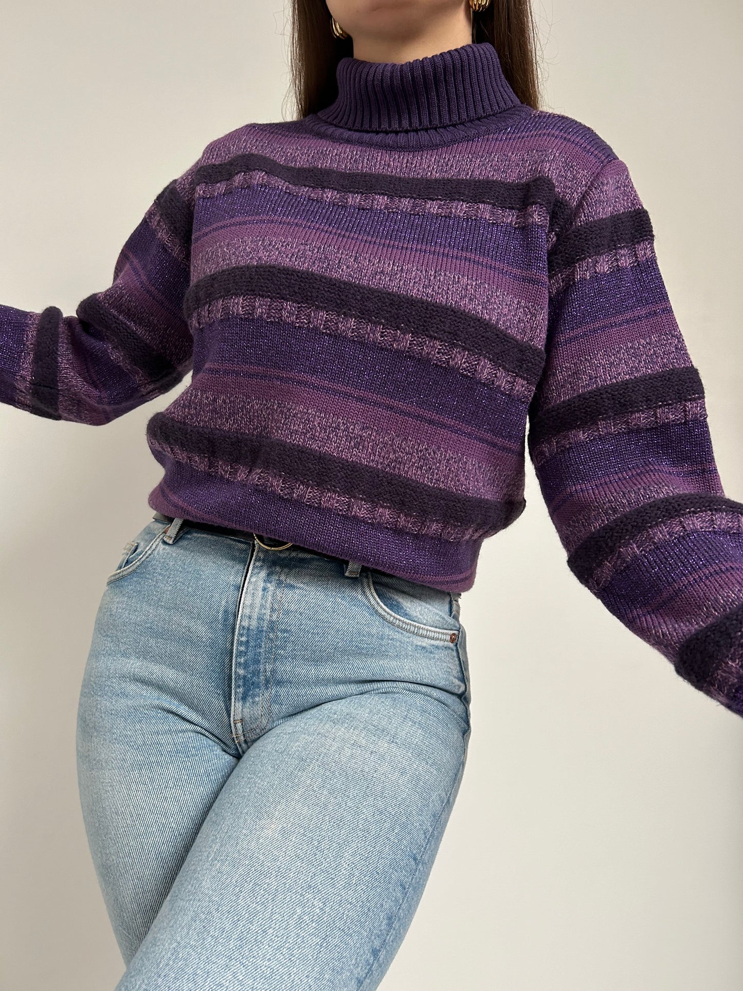 Pull oversize col roulé violet 90s Taille 38